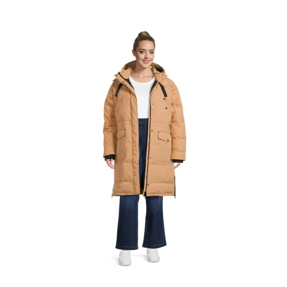 Swiss Tech Tan Hooded Puffer Coat